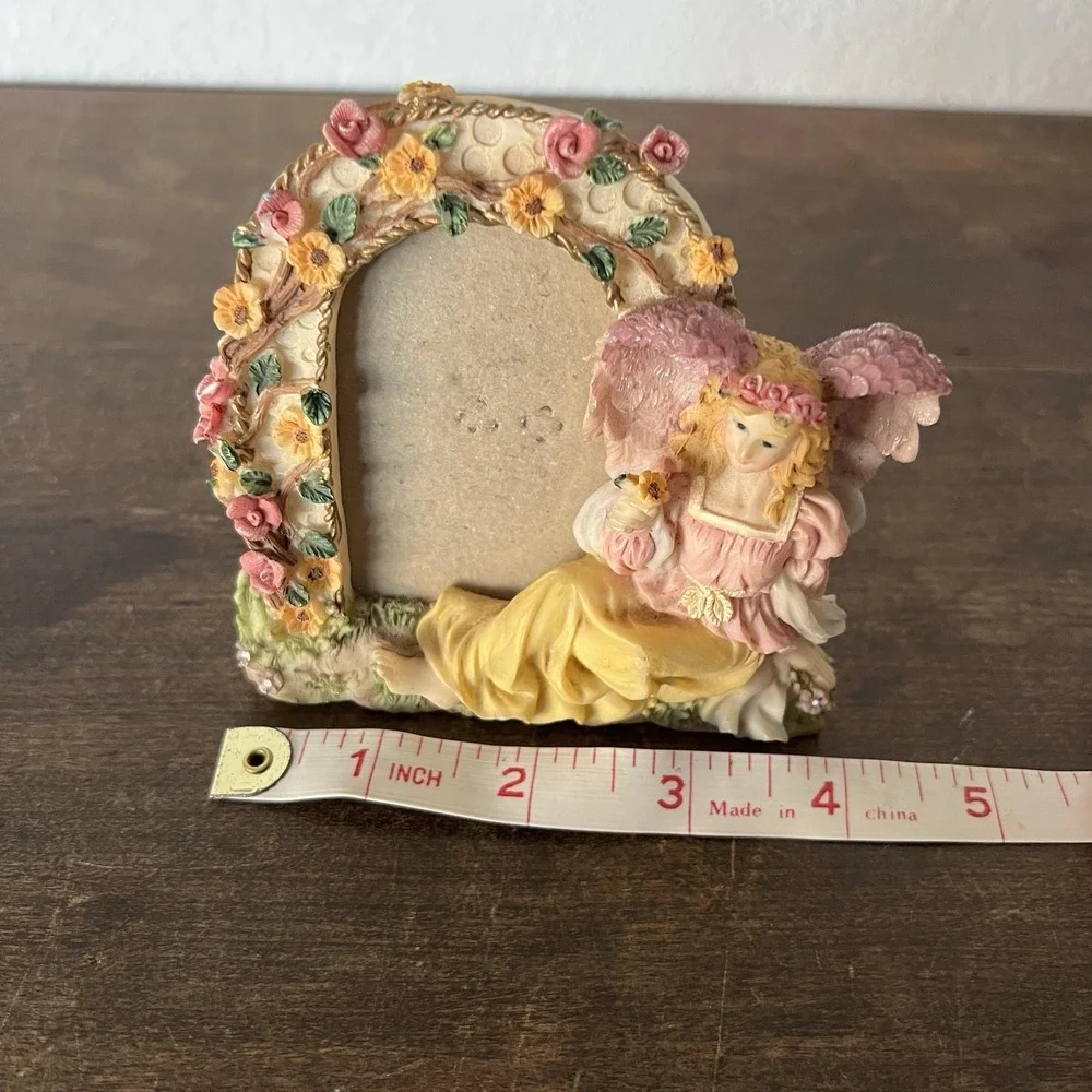 Vintage‎ Angel Fairy Ceramic Photo Picture Frame Miniature